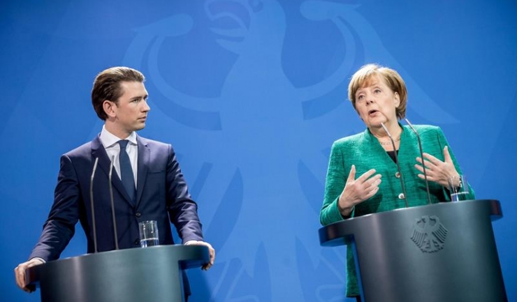 Cancelarul german Angela Merkel şi omologul său austriac Sebastian Kurz