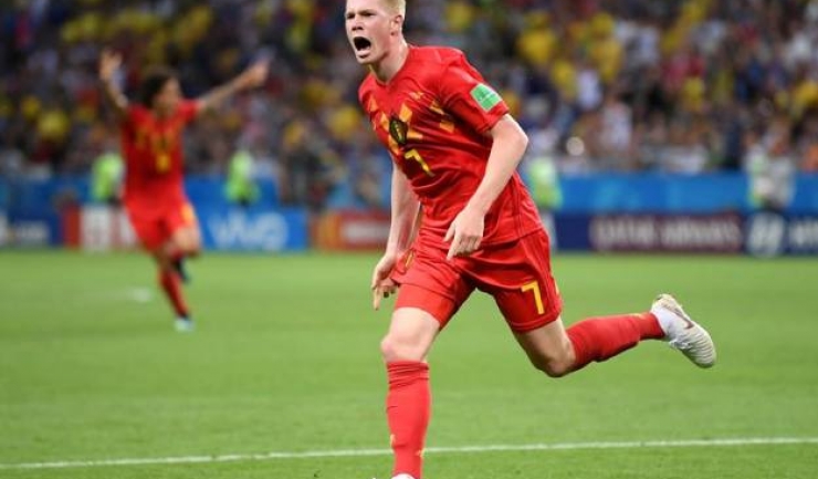 Kevin De Bruyne a marcat al doilea gol al Belgiei, decisiv pentru calificarea în semifinale (sursa foto: Facebook FIFA World Cup)