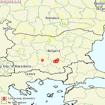 Sursa ACEOBPR - Harta cu focarele de dermatită nodulară - Bulgaria