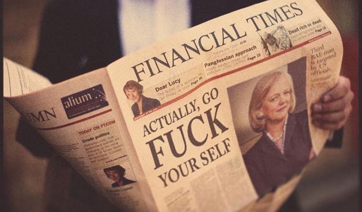 Cam așa arată prima pagină a „Financial Times“, după ce Hewlett Packard a amenințat publicația că va cumpăra mai puțin spațiu publicitar
