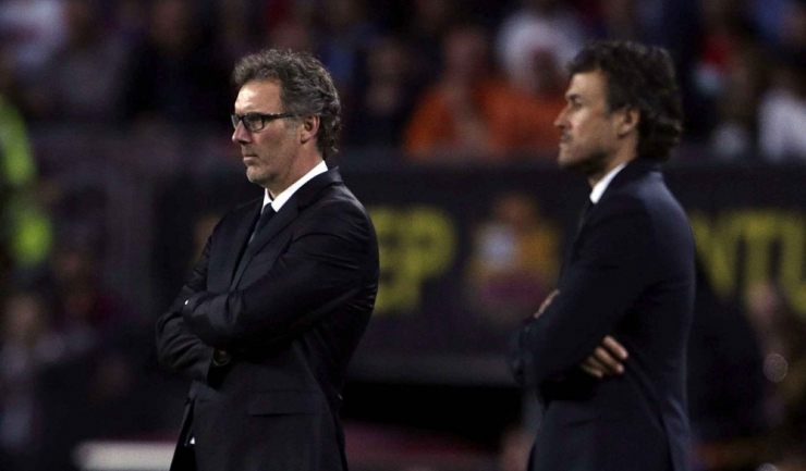 Laurent Blanc (stânga) l-ar putea înlocui pe Luis Enrique la FC Barcelona