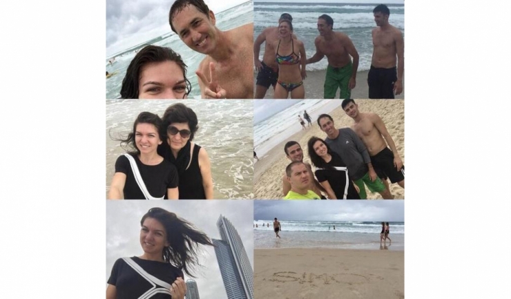 Simona Halep s-a relaxat pe țărmul Oceanului Pacific, alături de mama sa și de membrii staff-ului