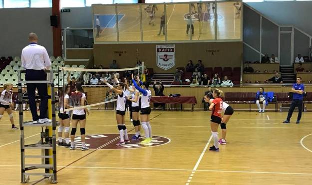 Voleibalistele antrenate de Florin Voinea au câştigat meciul disputat în Sala „Rapid” din Bucureşti (sursa foto: Facebook Clubul Sportiv Medgidia)
