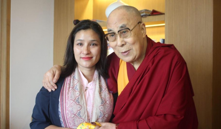 Anshu Jamsenpa a primit, înainte de expediție, binecuvântarea lui Dalai Lama