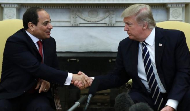 Președintele Egiptului, Abdel Fattah el-Sisi, alături de preşedintele SUA, Donald Trump