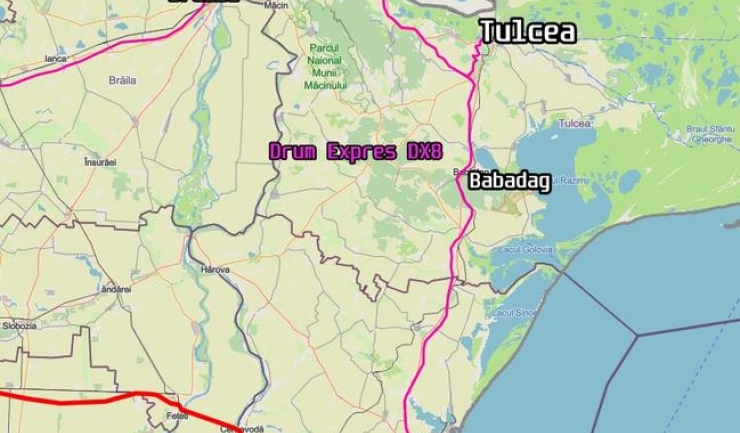 Drumul expres Constanța – Tulcea (harta realizata de Hotnews)