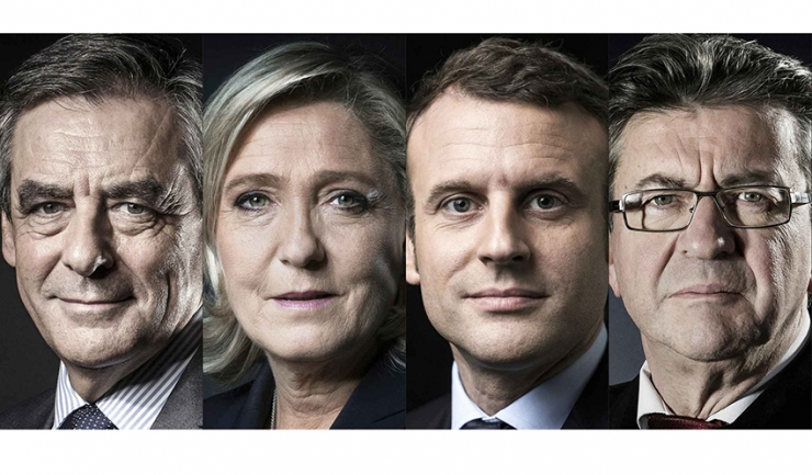 Francois Fillon, Marine Le Pen, Emmanuel Macron și Jean-Luc Melenchon