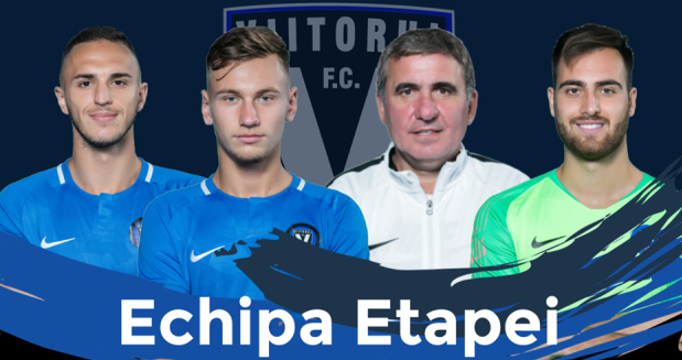 Virgil Ghiţă, Denis Drăguş, Gheorghe Hagi şi Valentin Cojocaru (sursa foto: Facebook Academia de Fotbal Gheorghe Hagi