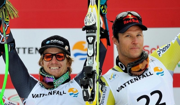 Aksel Lund Svindal (dreapta) și Tim Ligety vor mai schia abia din iarna viitoare