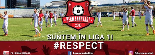 AFC Hermannstadt va evolua în premieră în primul eşalon al fotbalului românesc (sursa foto: Facebook FC Hermannstadt)