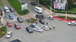 Un autoturism s-a răsturnat în zona Capitol din Constanța