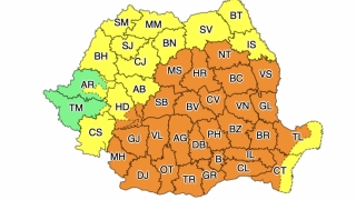 Cod Portocaliu de vijelii puternice în Oltenia, Muntenia, Transilvania, Moldova și vestul Dobrogei