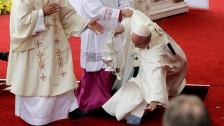 Papa a căzut la o mesă oficiată în Polonia