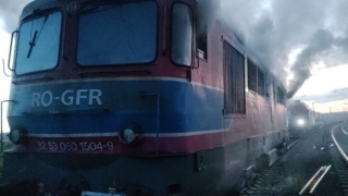 O locomotivă a luat foc în județul Constanţa, la ieşire din Poarta Albă spre Murfatlar