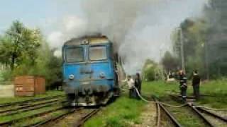 Locomotiva trenului de călători Sighetu Marmației-București, cuprinsă de flăcări