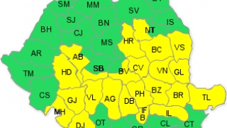 Cod galben de vreme rea în peste jumătate de țară